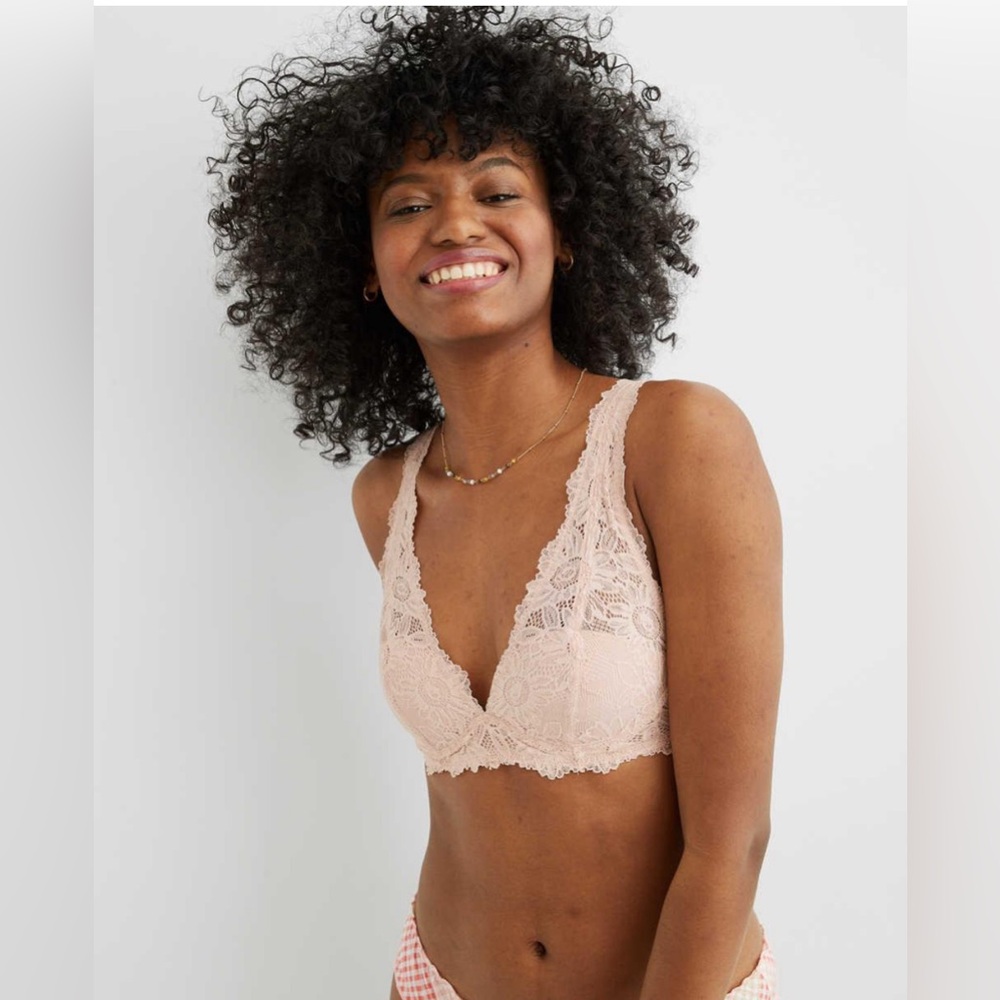 NWT Aerie Real Power Wireless Push Up Sunflower Lace Bra 34D
